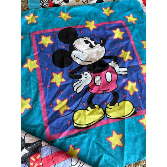 Vintage Disney Mickey Mouse USA Made 22x21” Bandana Set of 4 - Picture 6 of 7